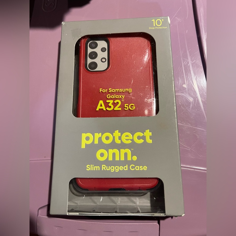 Protect onn. Slim Rugged Cell Case Samsung Galaxy A32 5G RED NEW